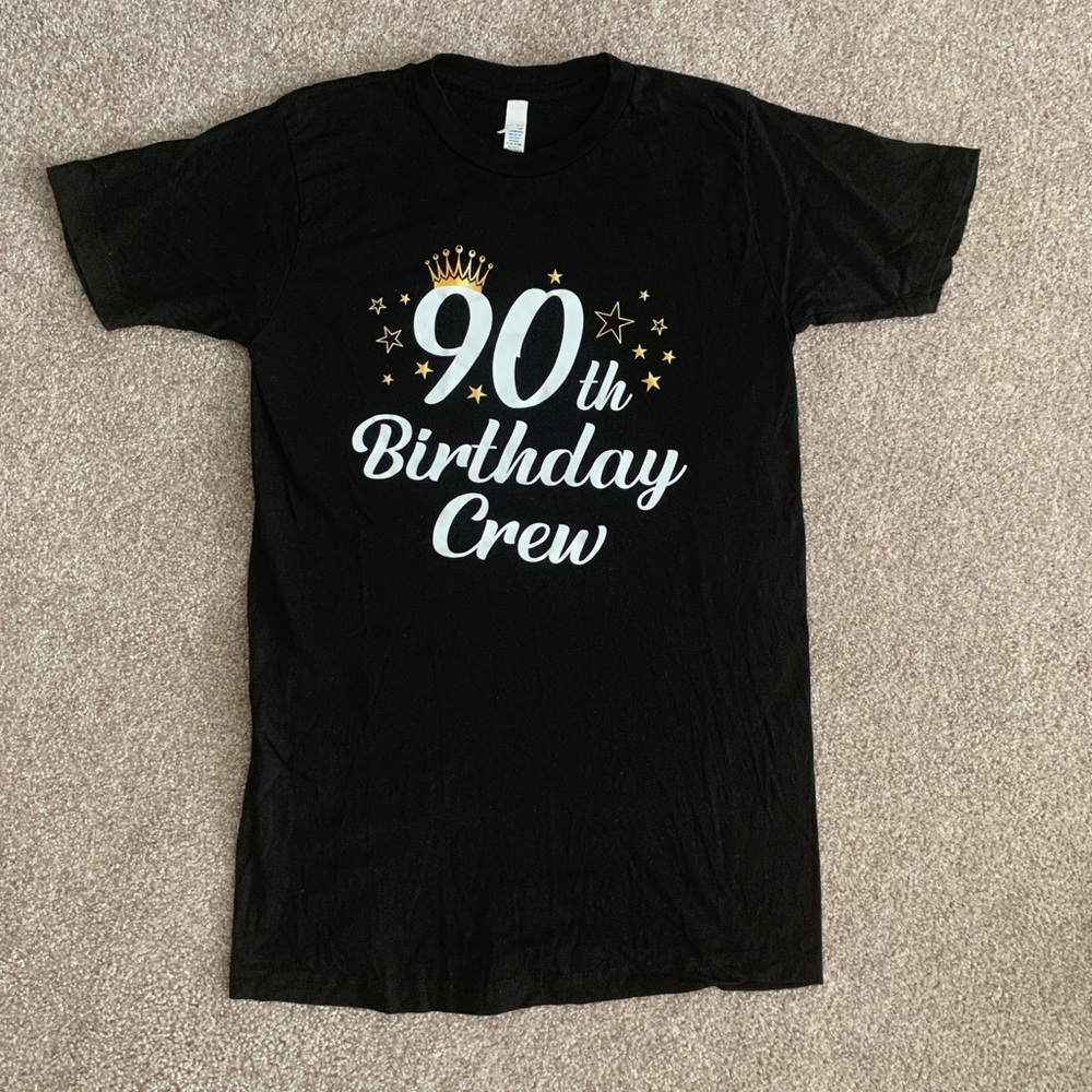 90th Birthday Crew Black T-Shirt